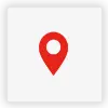 icono de lugar de color rojo sobre fondo gris claro con resplandor exterior